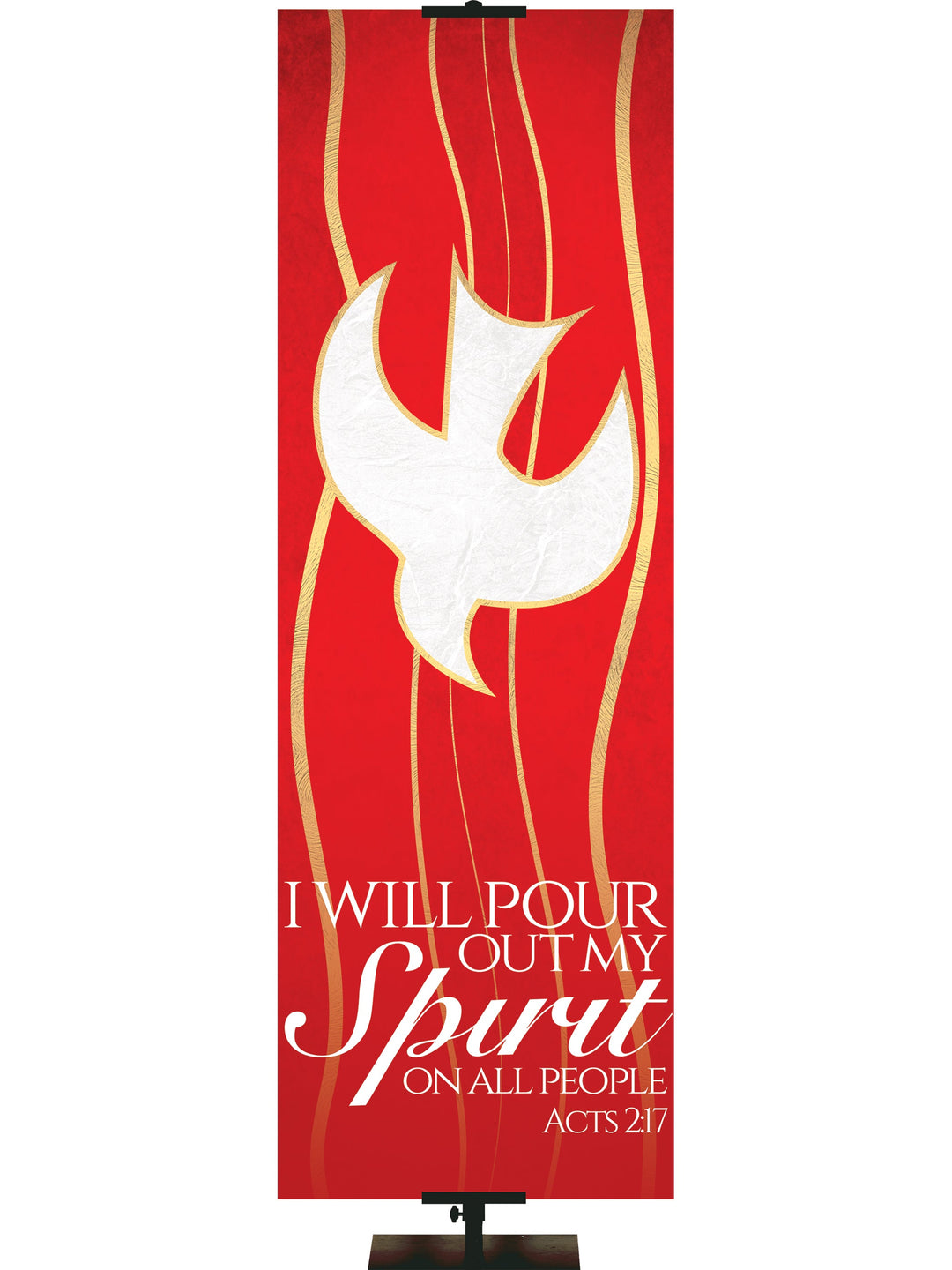 Irregular Experiencing God Symbols and Phrases Dove, Pour Out My Spirit (3 ft x 9 ft, Red, Pole Hems)