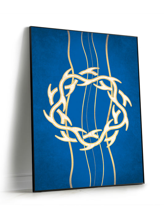 Angled View of Framed Wall Art SEG Experiencing God Symbols Crown of Thorns