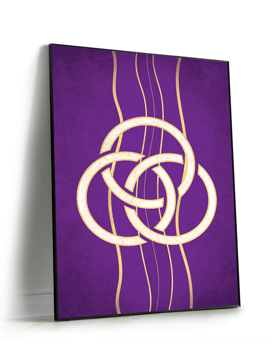 Angled View of Framed Wall Art SEG Experiencing God Symbols Trinity