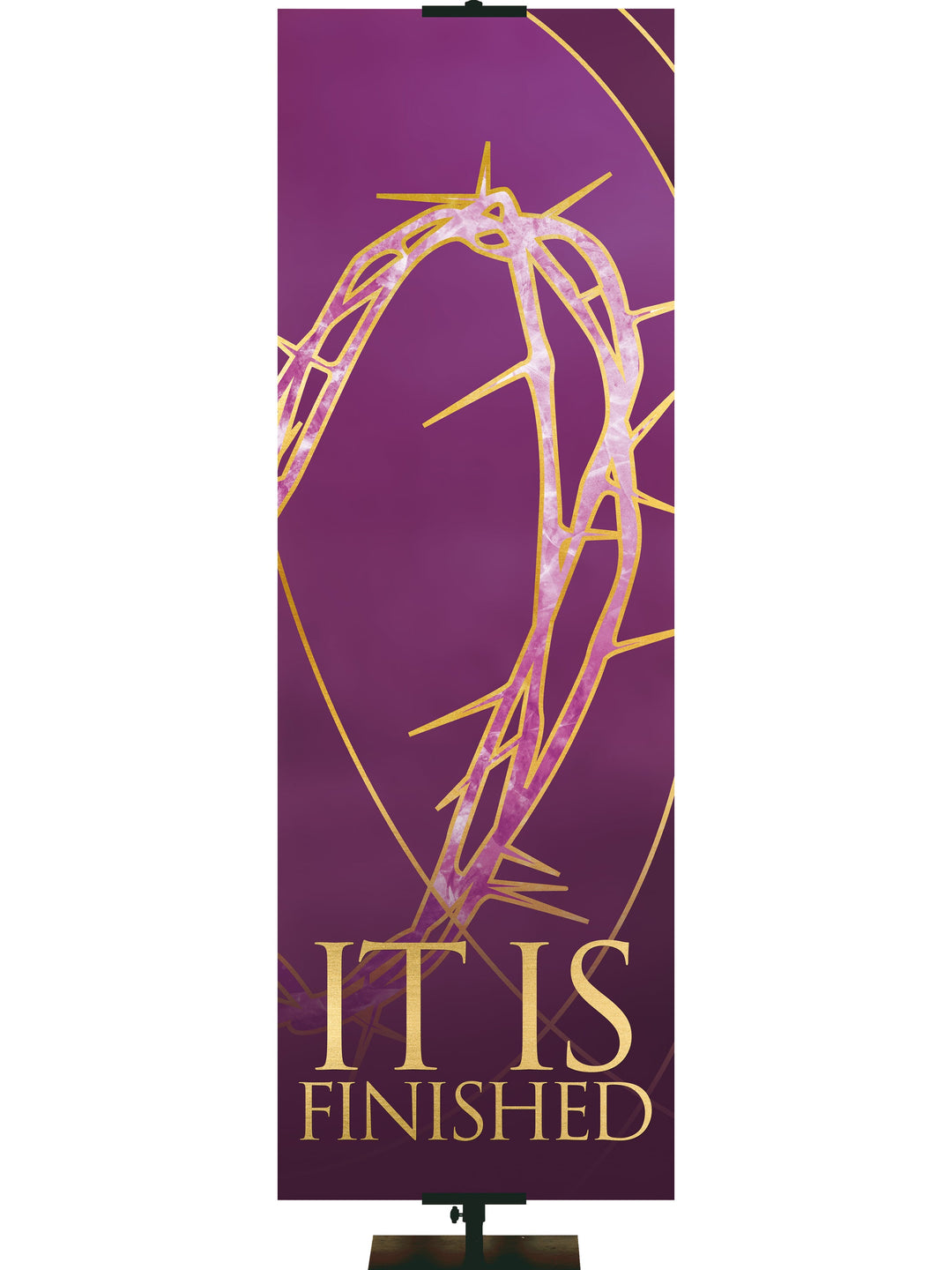 Easter Liturgy It Is Finished Irregular Clearance Banner 18X5 Purple