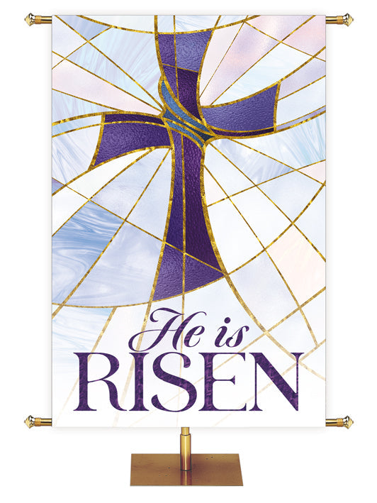 Irregular Luminescent Easter He is Risen (5 ft x 7 ft, Pole Hems) $50