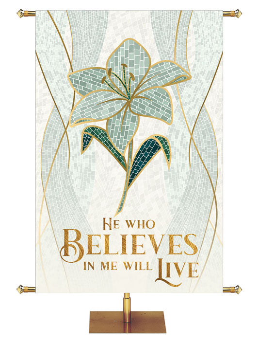 Easter Mosaic He Who Believes in Me Will Live