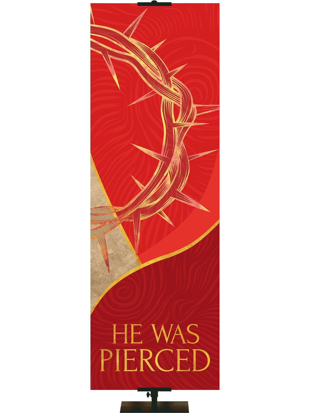 Overstock Shimmering Easter He Was Pierced (18 in x 5 ft, Red, Pole Hems)