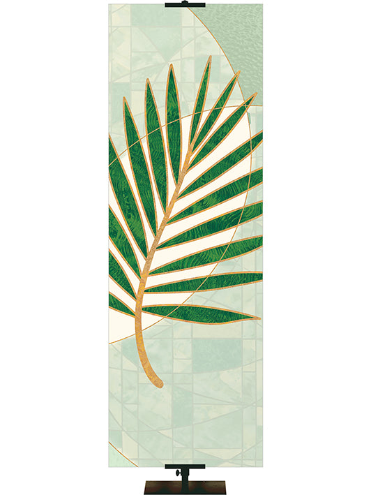 Church Banner Palm Left format on Green Expressions of Easter design