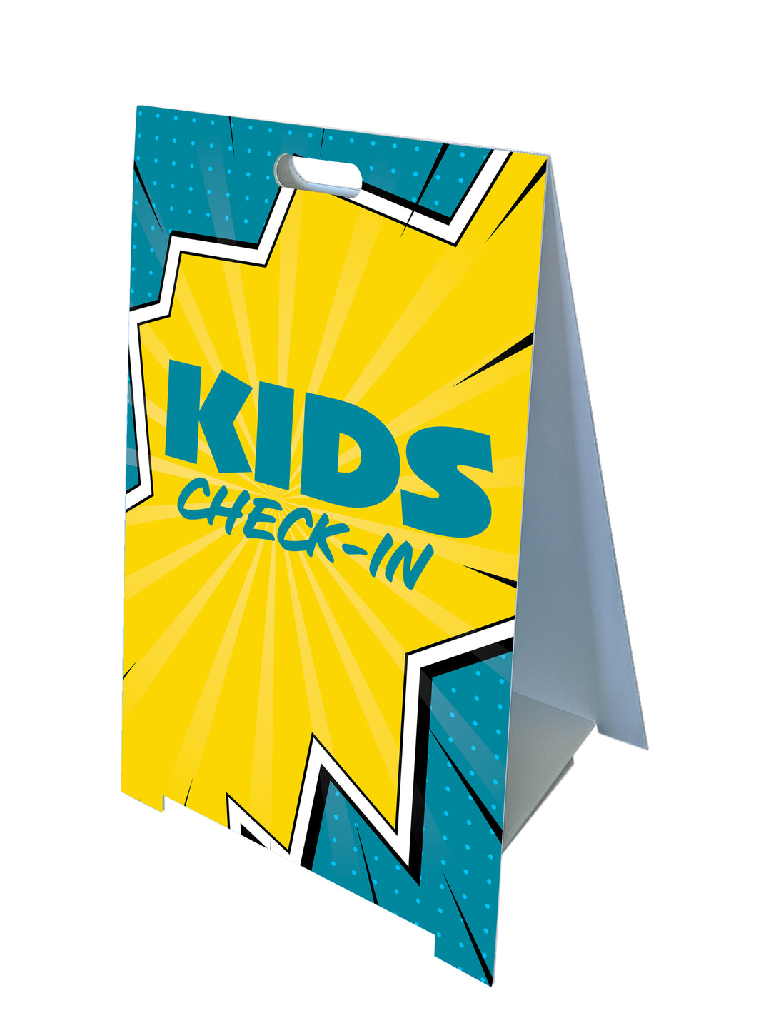 Fold-A-Frame™ sign with Welcome to VBS on comic book background