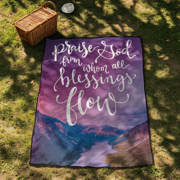 Praise God Words of Faith Picnic Faith Blanket