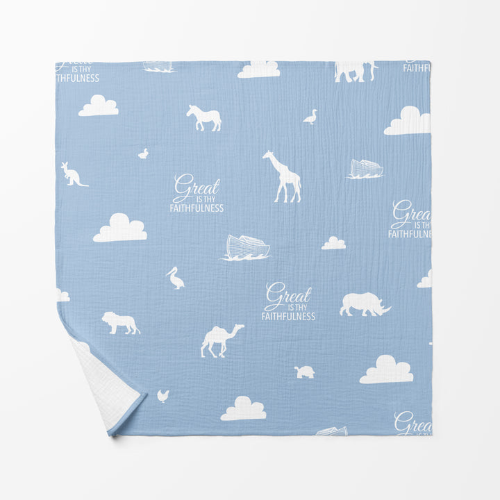 The Ark and The Animals Baby Swaddle Faith Blanket