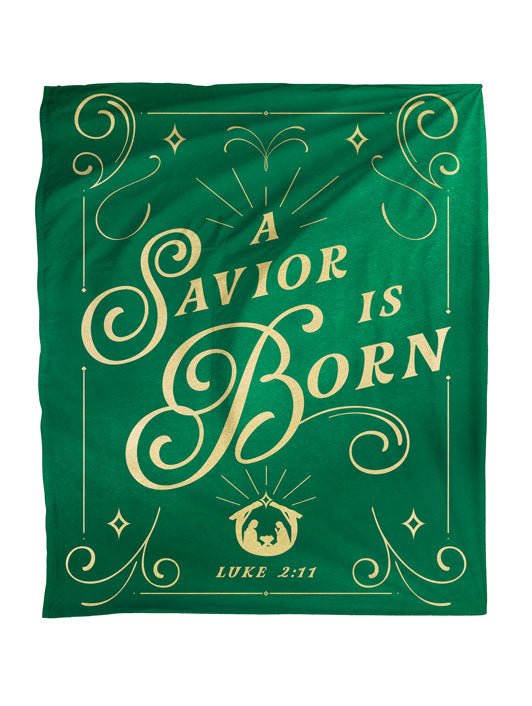 A Savior is Born Shimmering Christmas Faith Blanket Throw