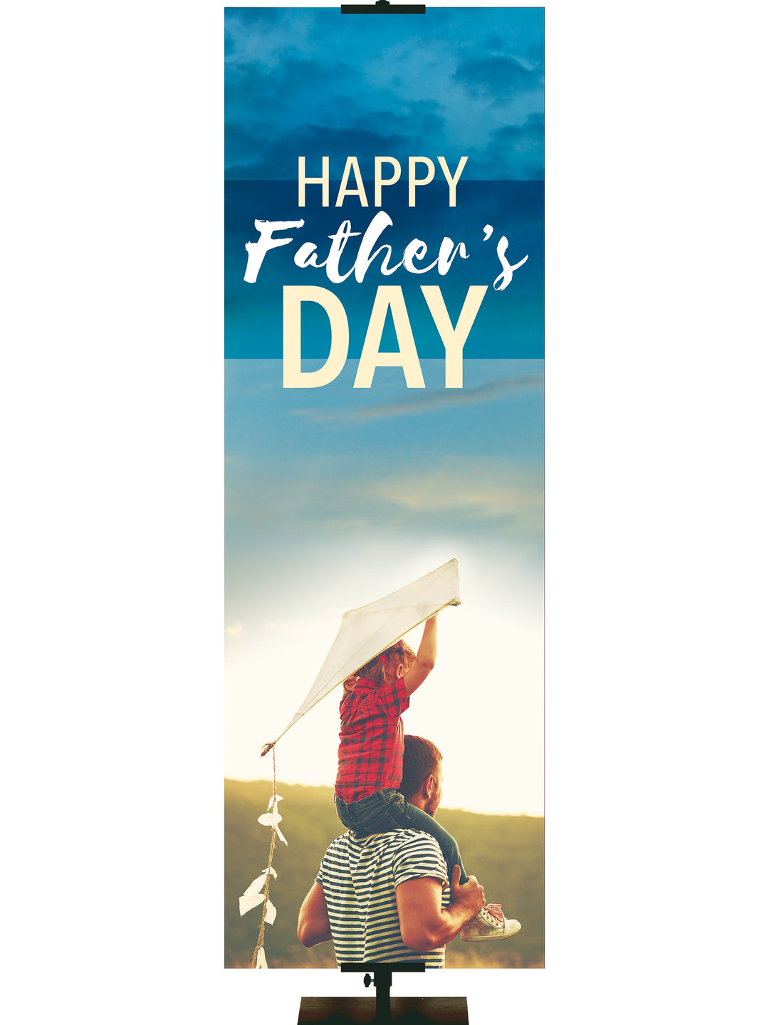  Irregular Happy Father's Day Dad and Child And Kite (18 in x 5 ft, Pole Hems)