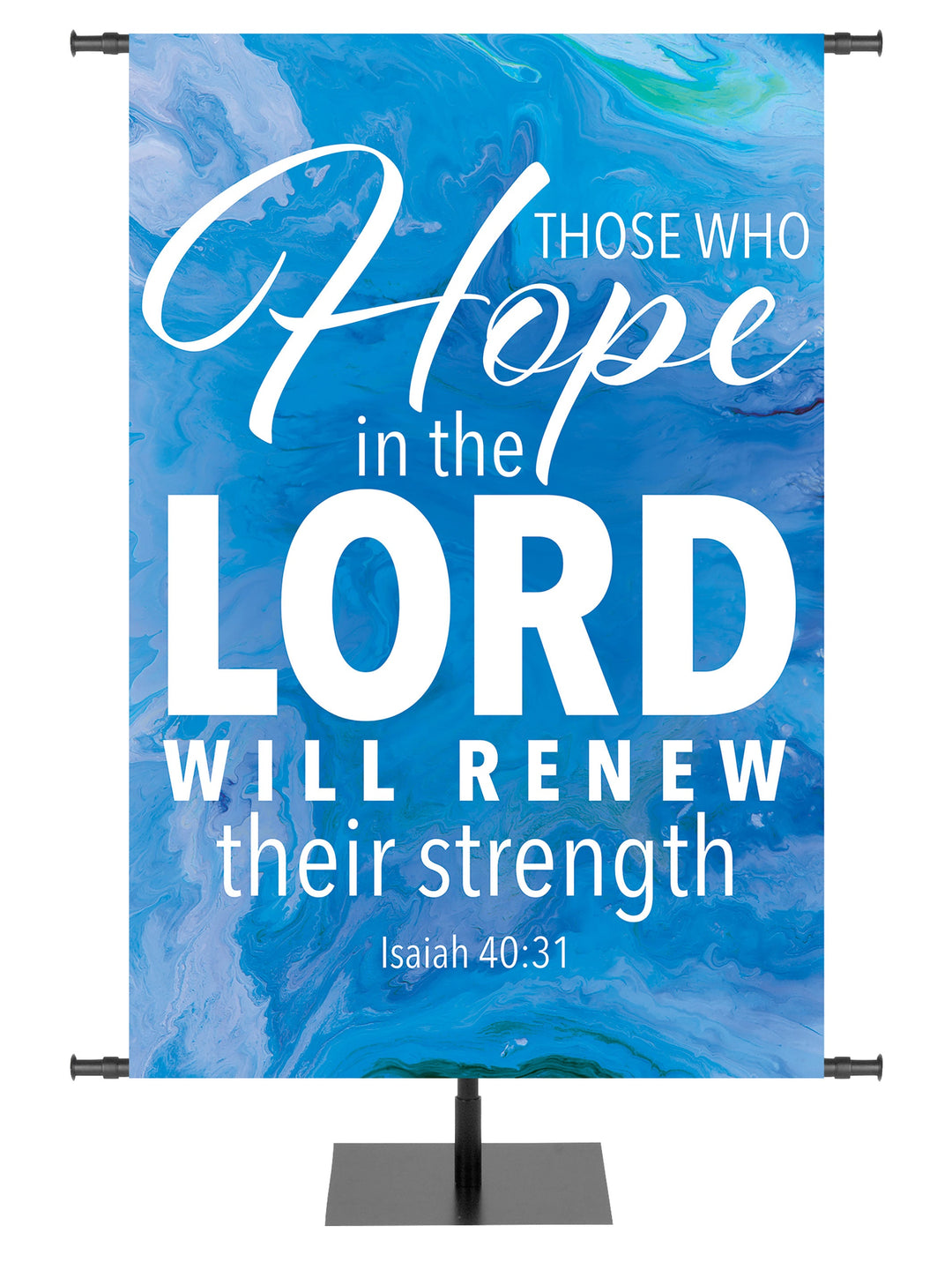 Overstock Gospel Impressions Hope In The Lord (3 ft x 5 ft, Blue, Pole Hems)