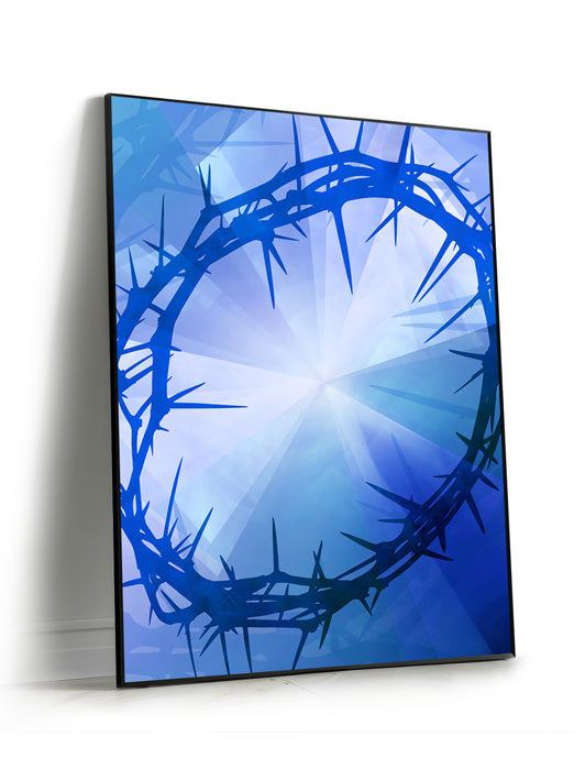 Angled View of Framed Wall Art SEG Symbols of the Liturgy Crown of Thorns