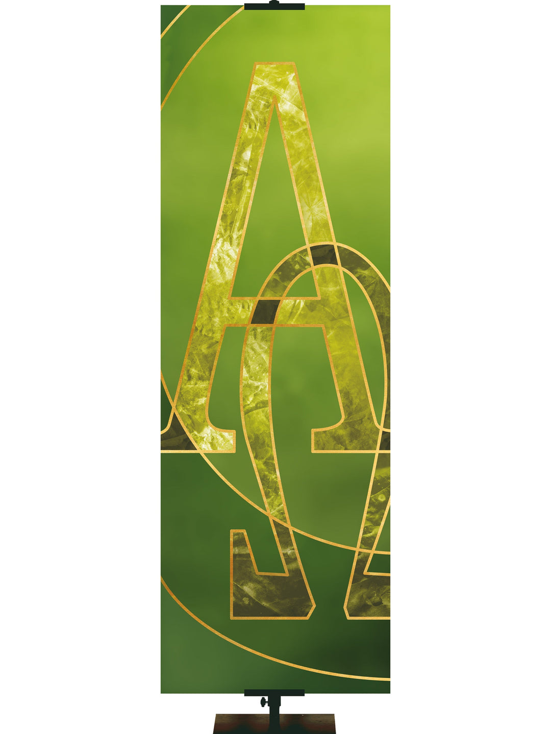 Colors of the Liturgy Alpha Omega Irregular Clearance Banner 18X5 Green