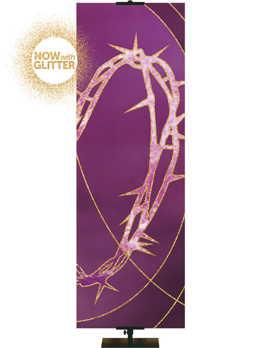 Crown of Thorns with Glitter Accents on Purple Colors of the Liturgy Church Banner