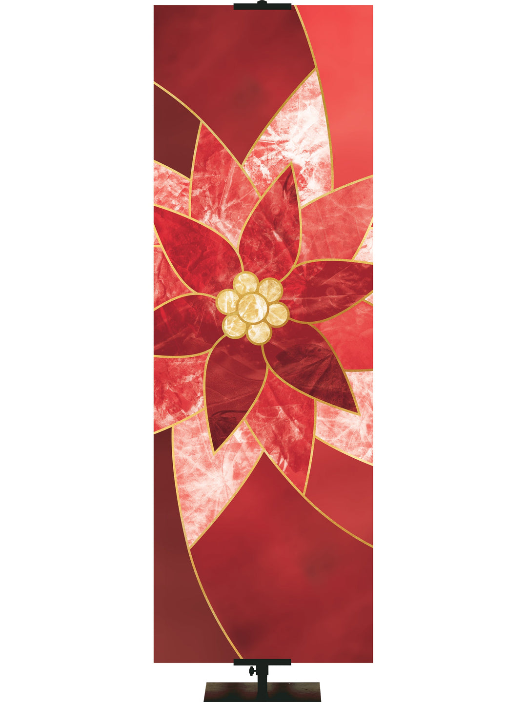 Overstock Colors of the Liturgy Poinsettia, 18 in x 5 ft, Grommets