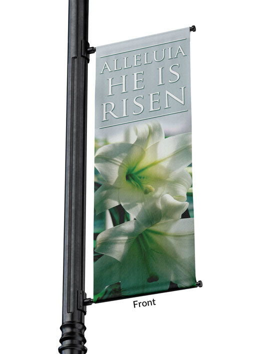 Irregular Light Pole Banner Alleluia He is Risen