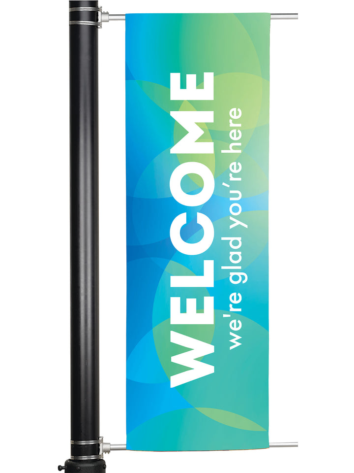 Overstock Light Pole Banner Welcome Blue Frost Design