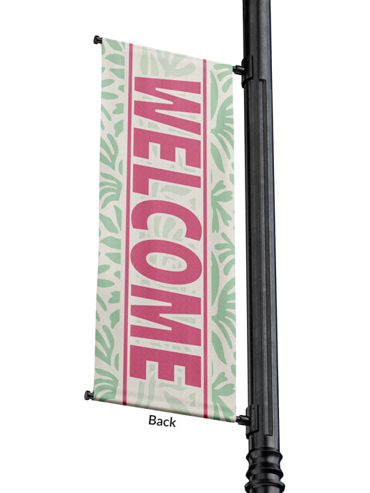 Light Pole Banner Flower Petal Welcome Green
