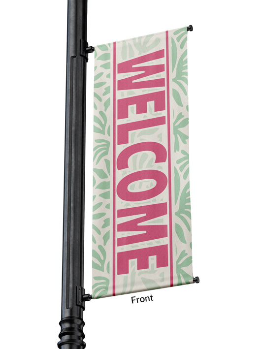Light Pole Banner Flower Petal Welcome Green