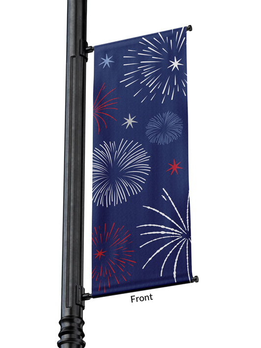 Light Pole Banner Patriotic with Fireworks