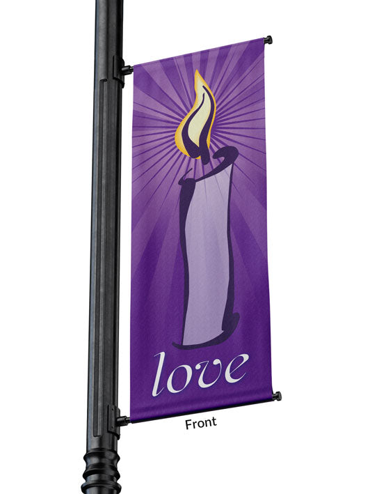 Poste de luz con pancarta de amor