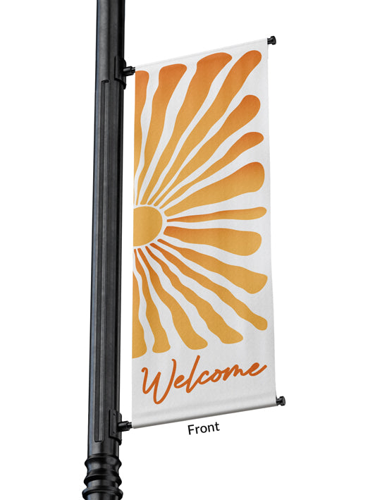 Light Pole Banner Golden Sunshine Rays Welcome