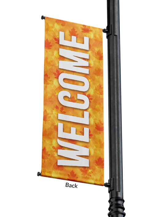 Light Pole Banner Welcome Fall Design 22 in Green, Orange or Red