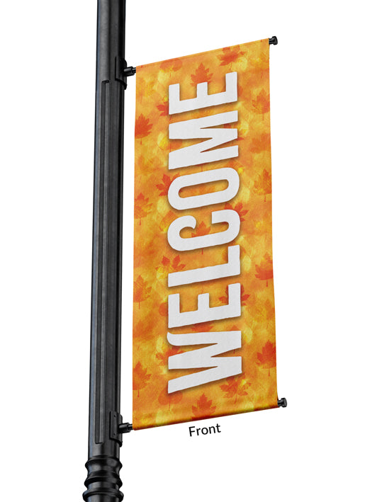 Light Pole Banner Welcome Fall Design 22 in Green, Orange or Red