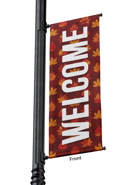 Light Pole Banner Welcome Fall Design 22 in Green, Orange or Red