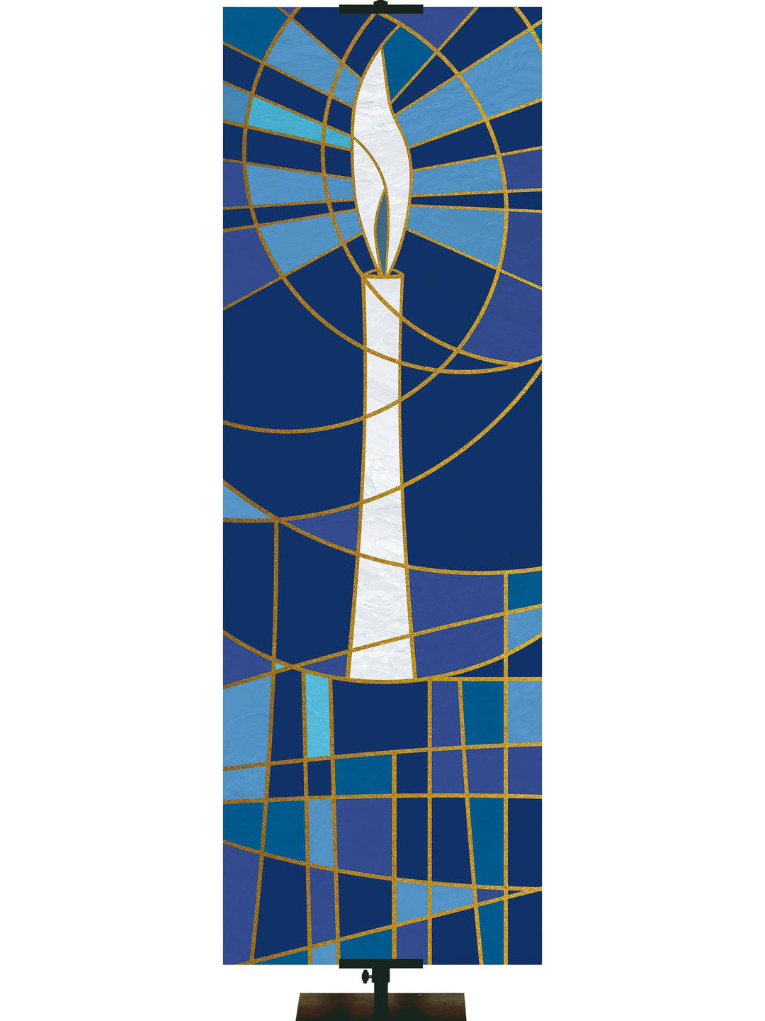 Overstock Luminescence Stained Glass Candle Symbol (18 in x 5 ft, Blue, Pole Hems)