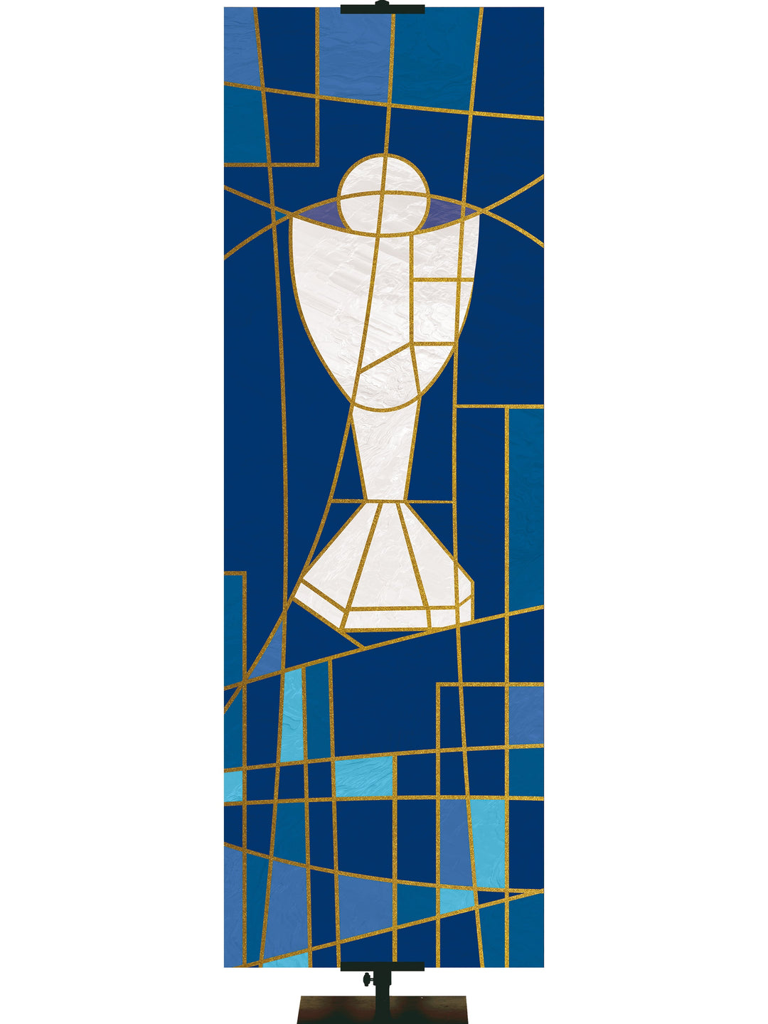 Overstock Luminescence Stained Glass Communion Symbol (18 in x 5 ft, Blue, Pole Hems)