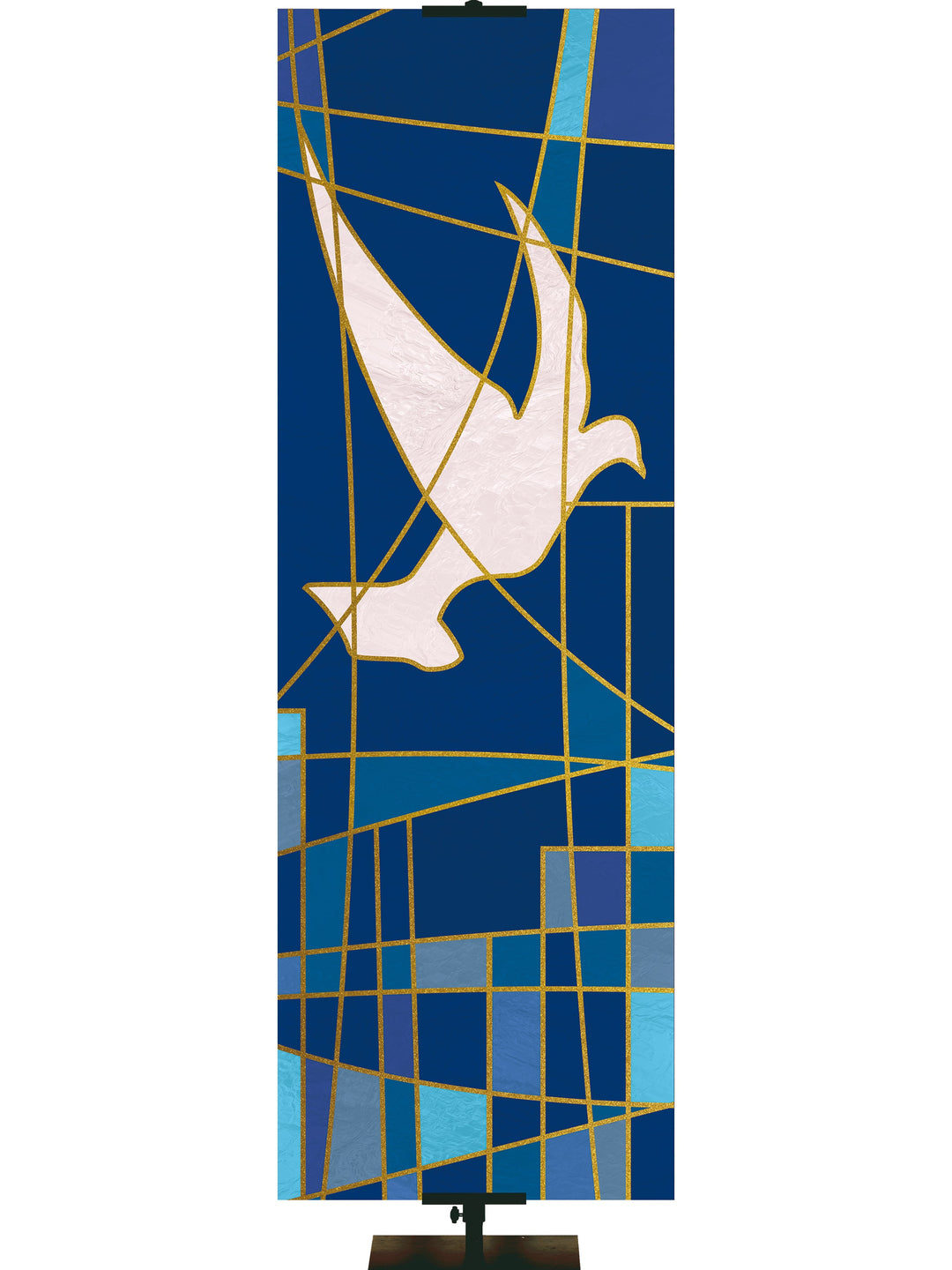 Overstock Luminescence Stained Glass Dove Symbol (18 in x 5 ft, Blue, Pole Hems)