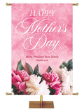 Happy Mother's Day Banner Proverbs 31:10 More Precious Than Jewels on Pink with Peonies 
