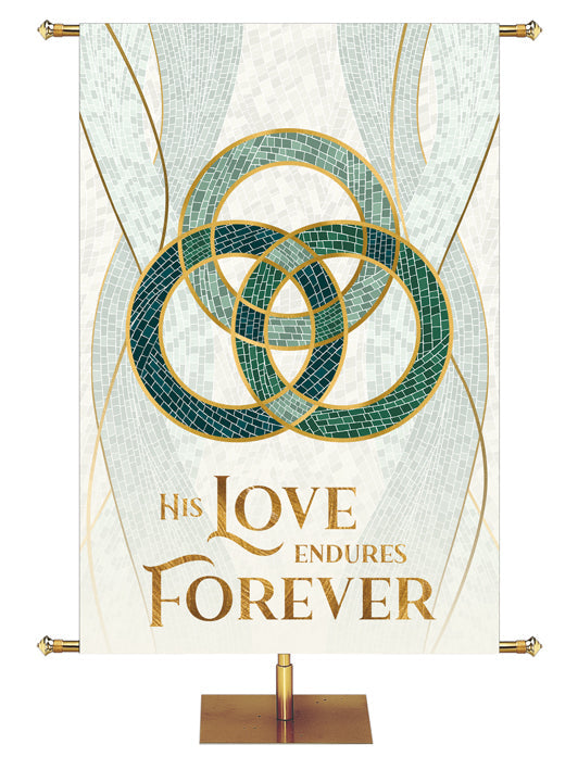  Irregular Mosaics of Faith His Love Endures Forever (4 ft x 6 ft, Pole Hems)