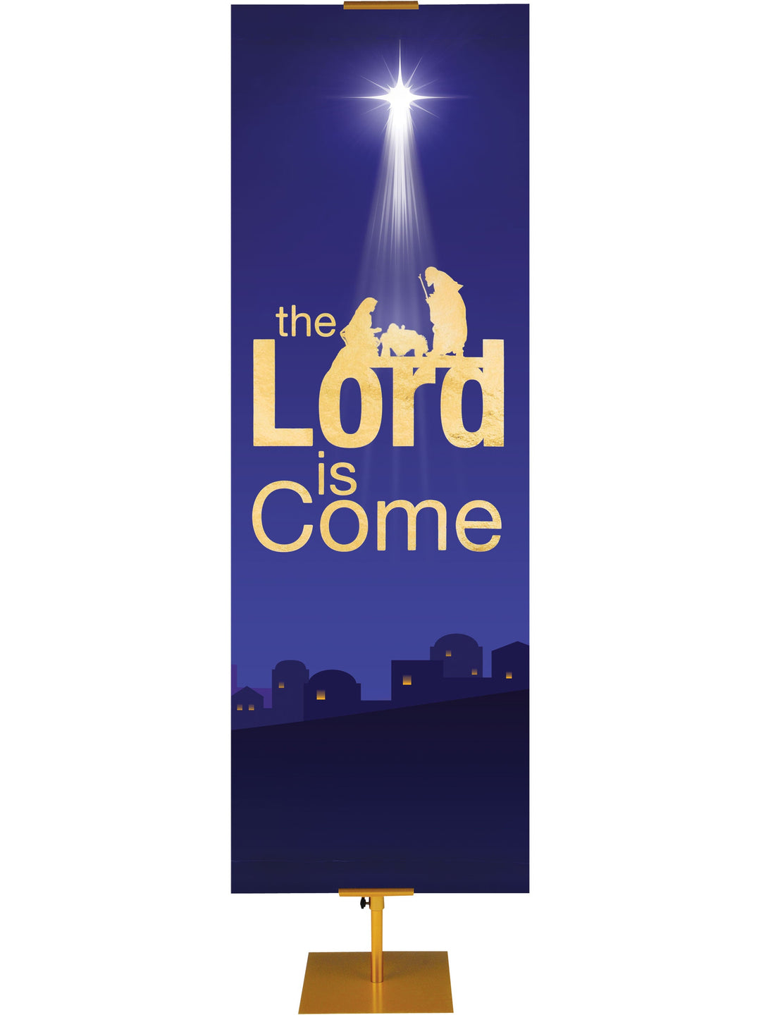 Irregular Nativity Faux Foil The Lord is Come (18 in x 5 ft, Pole Hems)