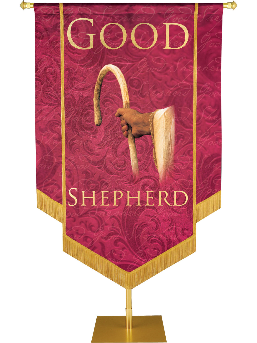 Overstock Names of Christ Good Shepherd Embellished Banner (5 ft x 7 ft, Cranberry)