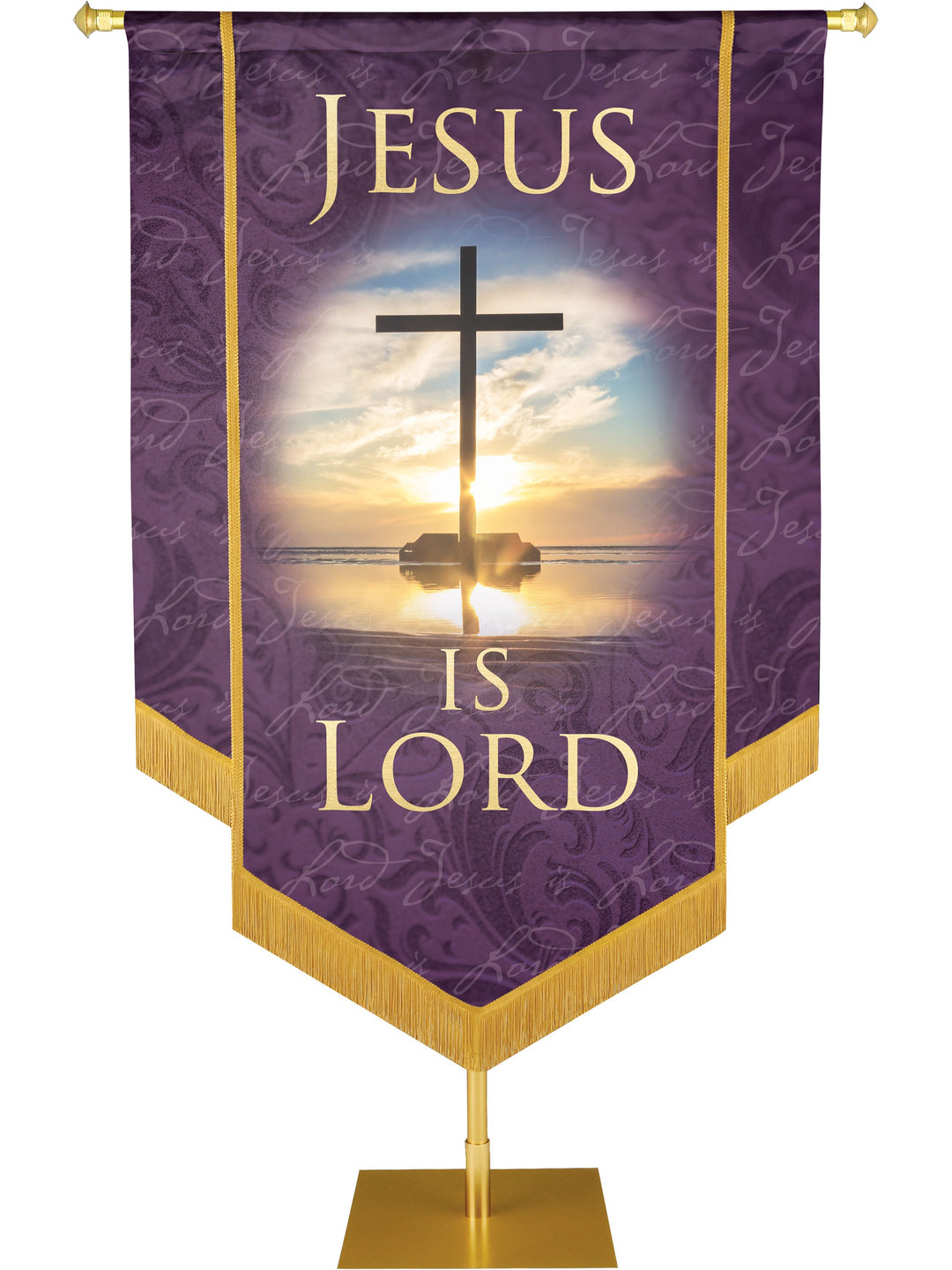 Overstock Names of Christ Jesus Is Lord Embellished Banner (5 ft x 7 ft, Amethyst)