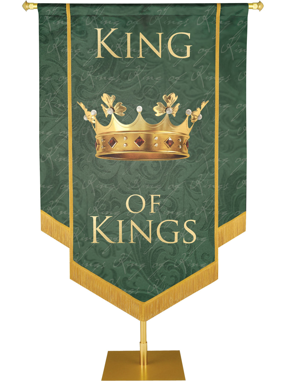 Overstock Names of Christ King of Kings Embellished Banner (3 ft 6 in x 5 ft, Hunter Green)