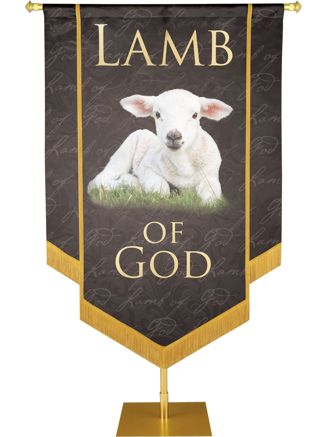 Irregular Names of Christ Lamb of God Embellished Banner (4 ft x 6 ft, Black)