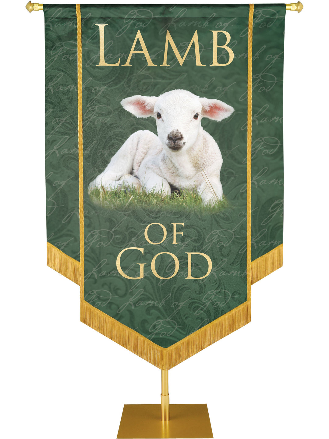 Irregular Names of Christ Lamb of God Embellished Banner (2 ft x 3 ft, Hunter Green)