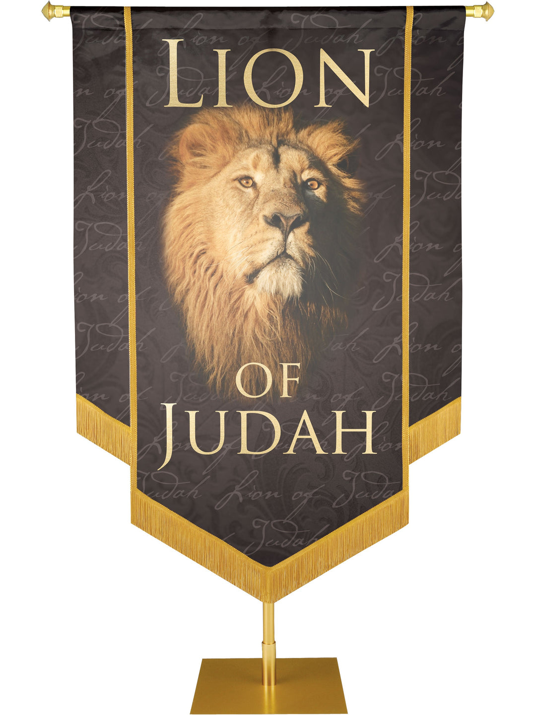 Irregular Names of Christ Lion of Judah Embellished Banner (3 ft 6 in x 5 ft, Black)