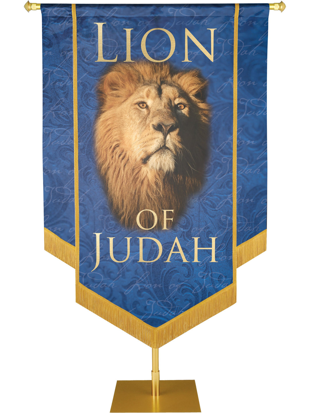 Overstock Names of Christ Lion of Judah Embellished Banner (4 ft x 6 ft, Blue)