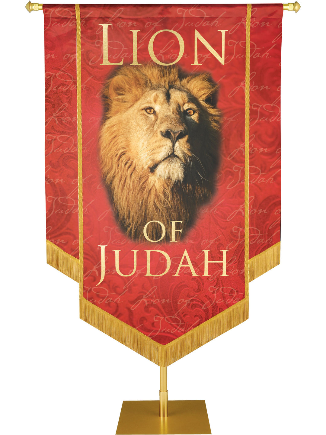 Overstock Names of Christ Lion of Judah Embellished Banner (4 ft x 6 ft, Red)