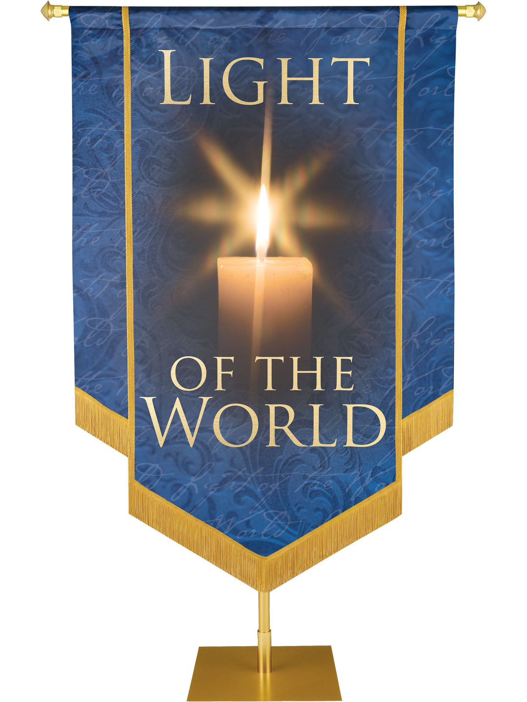 Overstock Names of Christ Light of the World Embellished Banner (4 ft x 6 ft, Blue)