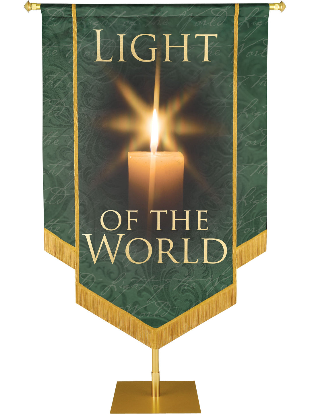 Overstock Names of Christ Light of the World Embellished Banner (4 ft x 6 ft, Hunter Green)