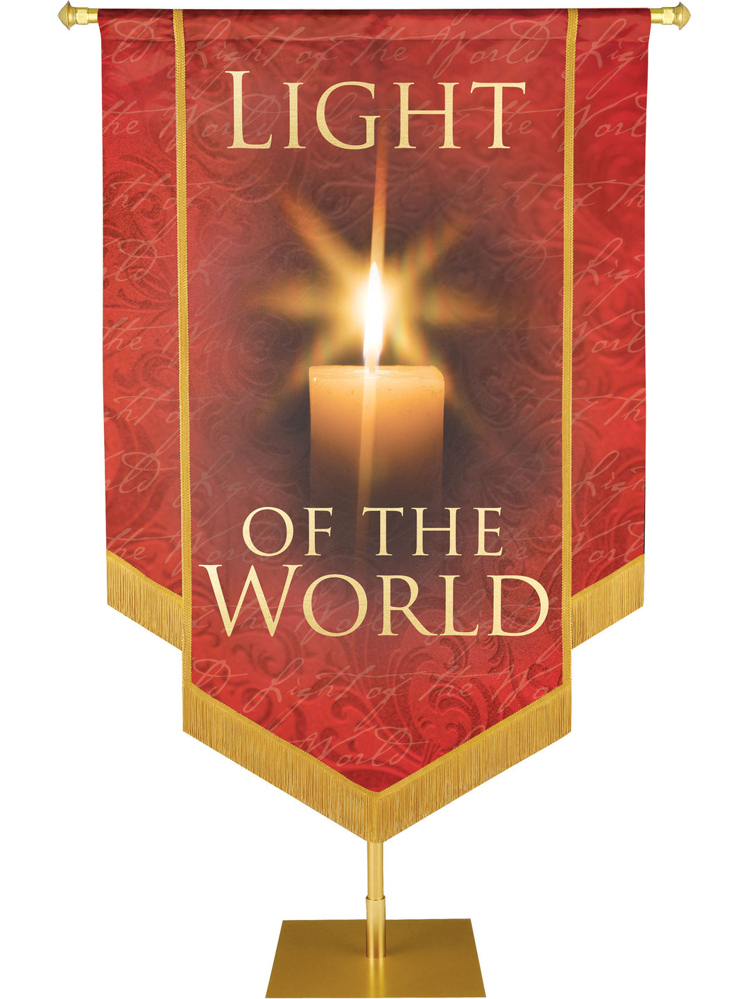 Irregular Names of Christ Light of the World Embellished Banner (5 ft x 7 ft, Red)