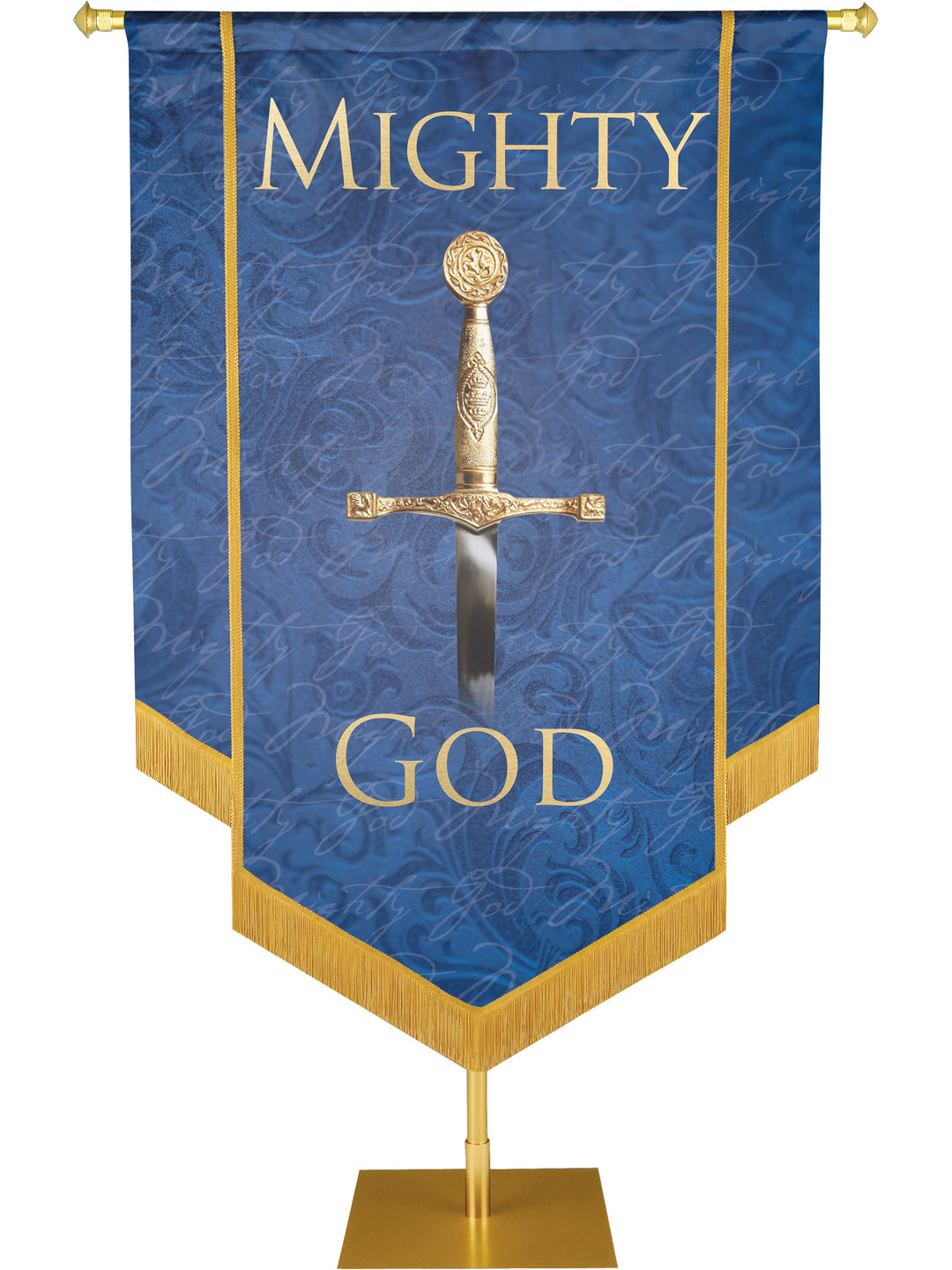 Overstock Names of Christ Mighty God Embellished Banner (4 ft x 6 ft, Blue)