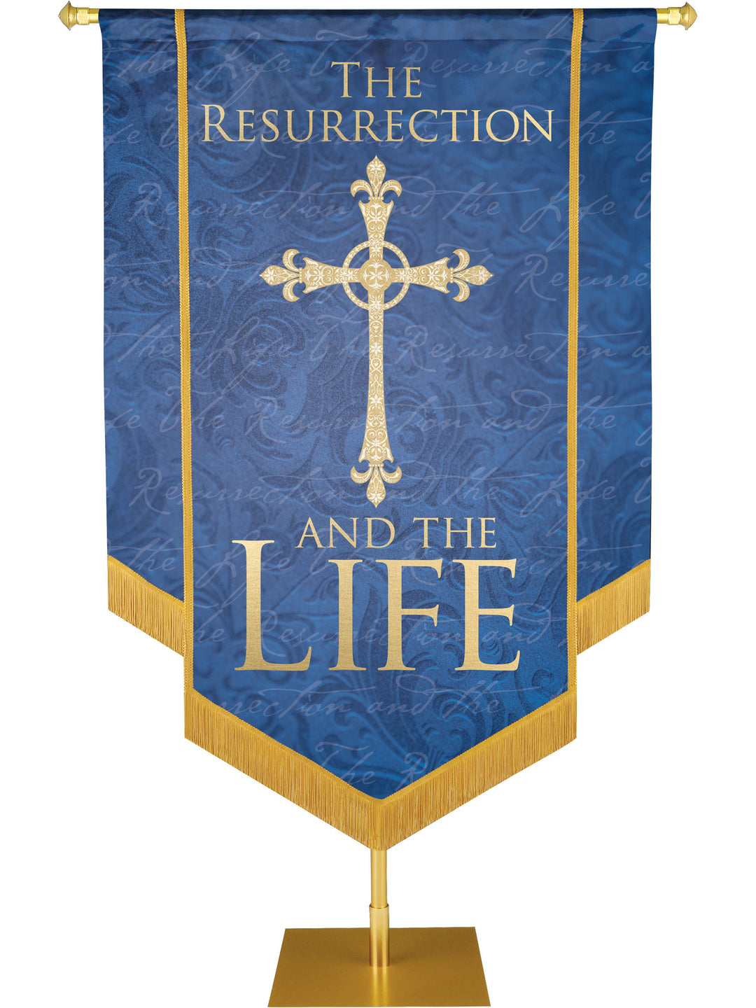 Overstock Names of Christ The Resurrection And The Life Embellished Banner (4 ft x 6 ft, Blue)