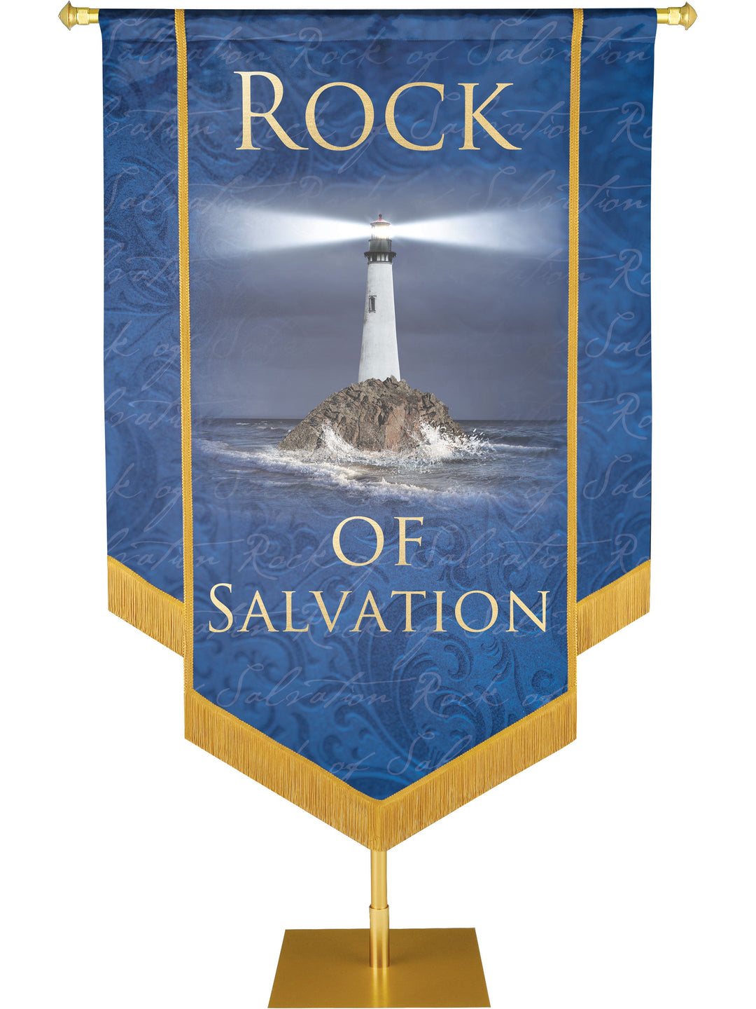 Overstock Names of Christ Rock of Salvation Embellished Banner (4 ft x 6 ft, Blue)