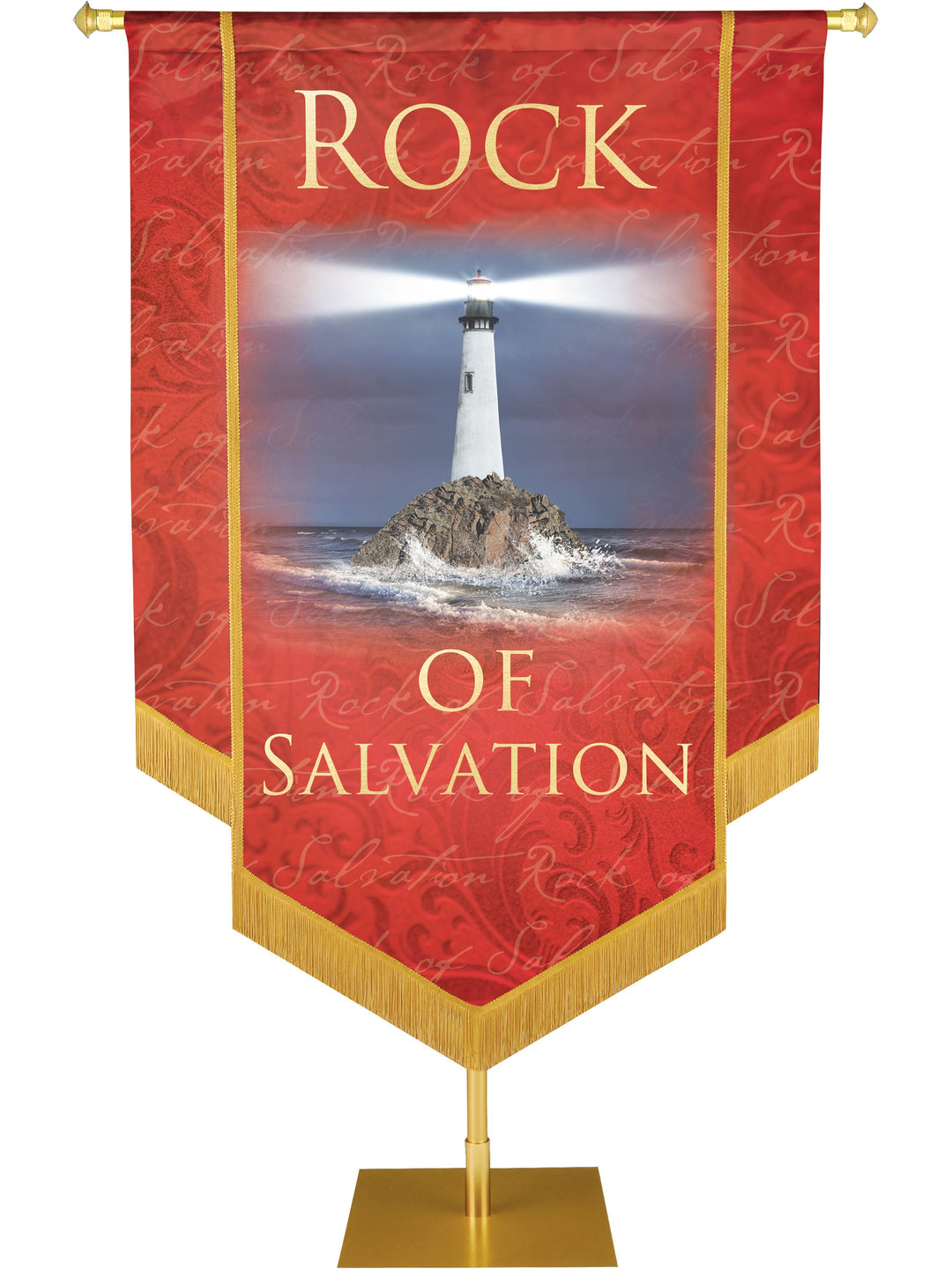 Overstock Names of Christ Rock of Salvation Embellished Banner (4 ft x 6 ft, Red)