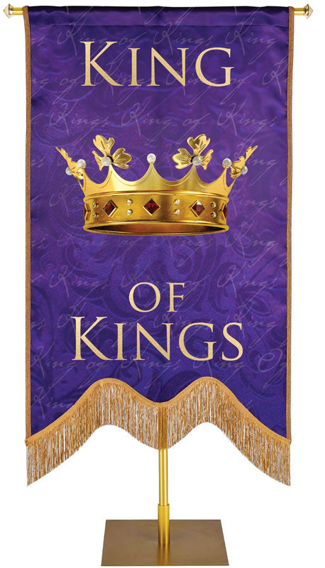 Overstock Names of Christ M-Shape King of Kings Embellished Banner (5 ft x 7 ft, Purple)